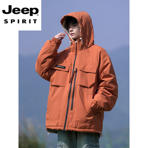 JEEP SPIRIT Daunenjacke Herren 2025 Winter American Plus Size Weiße Entendaunen Warme Daunenjacke mit Kapuze Schwarz 2XL