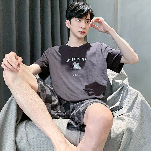 恺芮虎男士睡衣男夏季短袖棉质男款夏天薄款男生可外穿大码家居服 HD9928 XL