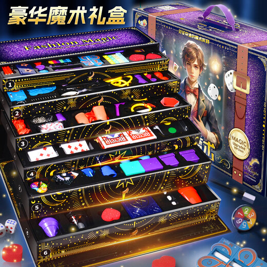 Cute home magic prop gift box set big transformation magic box close-up stage elementary school children toys boys and girls [hello magic gift box + girls style/performance