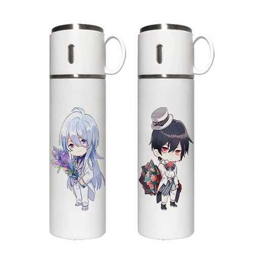 Chengliu Time and Space Pintura Viajero anime que rodea termo de paja 2d en la linda taza de agua portátil de mujeres termo portátil 500 ml Pp3884 Luchen