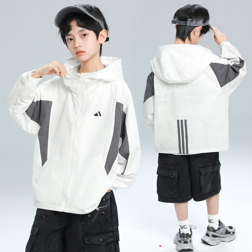 PURCOTTON cotton era boys summer sun protection clothing jacket 2025 new medium and large children boys summer thin sun protection clothing beige 120 cm