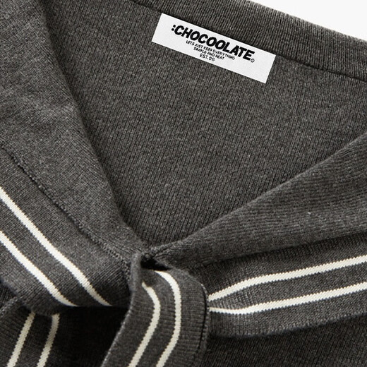 CHOCOOLATE it women's sweater women's college style navy collar streamer sweater women's autumn and winter new inner layering short top off-white M