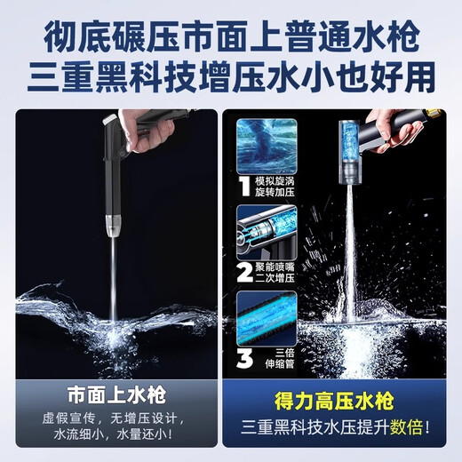 Deli car wash water gun high-pressure powerful household tap pressurized spray hose flushing ground flower watering artifact powerful supercharged version 15 meters water pipe free 5-piece set