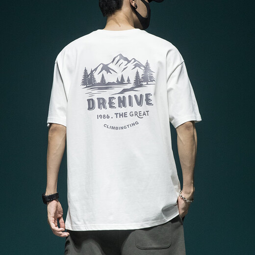 Lee Kids Drei-Pin-Nadel 260 g schweres kurzärmeliges T-Shirt-T-Shirt-Lose großartigen halbärmeligen T-Shirt American American High Street Print Top T1506 Dunkelgrün M-Gewicht 100-125jin [Jin entspricht 0,5 kg]