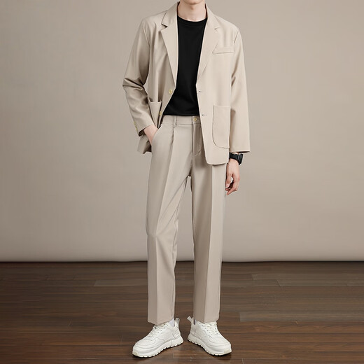 Woodpecker (Tucano) Sentón de alta gama Traje casual Suit Menere Men's Spring and Autumn Loose Korean versión coreana de Business Casual Blazer Blazer Caqueta 4xl [recomendado 180-190Jin [Jin es igual a 0.5 kg]]]