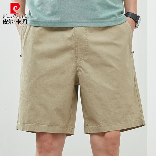 皮尔卡丹（pierre cardin）短裤男款夏季薄款纯棉中裤大码宽松休闲深蓝潮流5分外穿五分裤子 短裤9224军绿 M 建议90-120斤纯棉