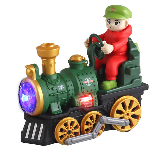 
Children's electric universal steam train 1-3 years old baby simulated spray toy car model boy and girl gift sightseeing spray train (green) send charger + 3