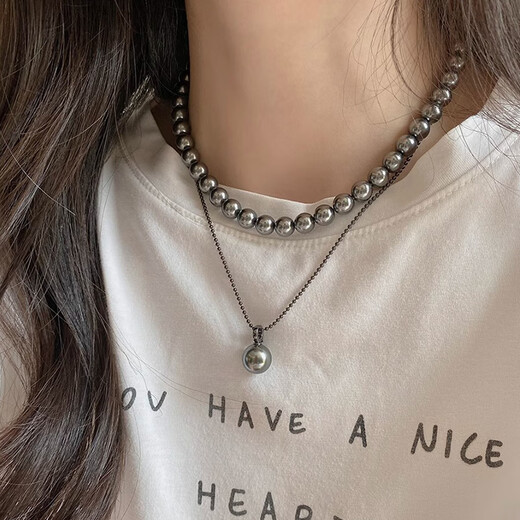 Fat Donglai's same Tahitian black pearl pendant Milan black pearl clavicle chain niche black pearl necklace 12mm