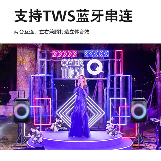 Philips (PHILIPS) 10-inch square dance audio outdoor stage high-power mobile portable trolley speaker wireless Bluetooth high-volume karaoke amplification with dual microphone SD617T