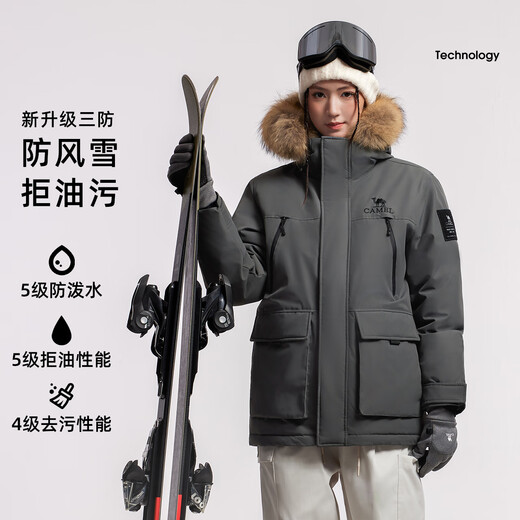 Camel down jacket new winter style for men and women, three-proof, thickened and warm, large fur collar jacket