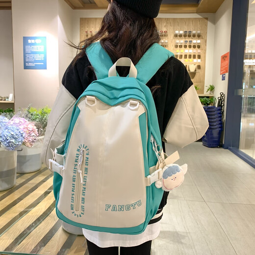 学生校园百搭双肩包休闲简约大容量背包户外旅行情侣爬山登山包 BF6026蓝色（不带挂件）