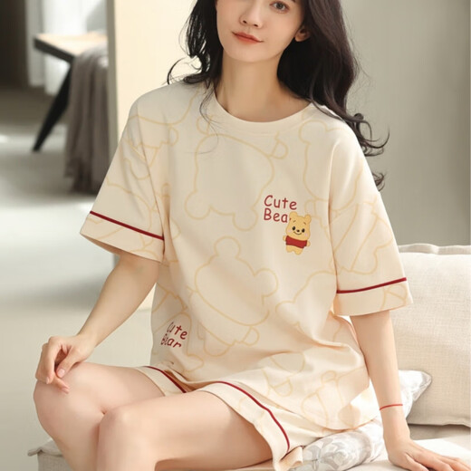 
G LUXOME pajamas for women, summer pure cotton shorts, sweet and thin casual student home clothing set YX7512 9856 M [Recommended 80-100Jin [Jin equals 0.5 kg] wear]