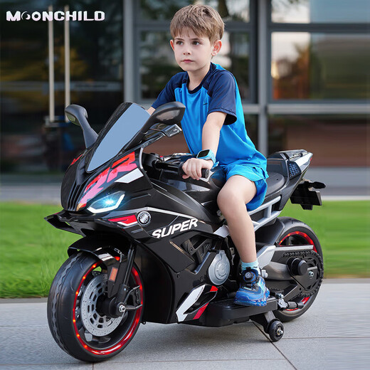 MOONCHILD high-end children's toy electric motorcycle, men's and women's toy battery car, can be used as a Christmas gift for children, red, high-end 12V12 Chaowei battery, soft seat EVA