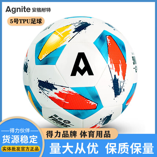安格耐特FD9215号标准训练足球儿童成人足球入门基础款TPU机缝球 红+黄 5号球(正规11人制用)