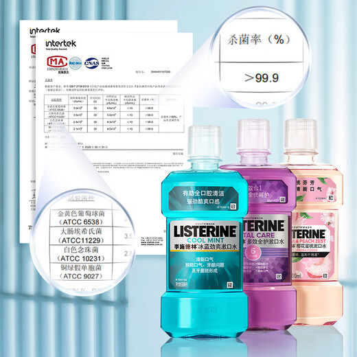 Listerine Mouthwash Ice Blue Refreshing Flavor Fresh Breath Deep Cleansing 500mL