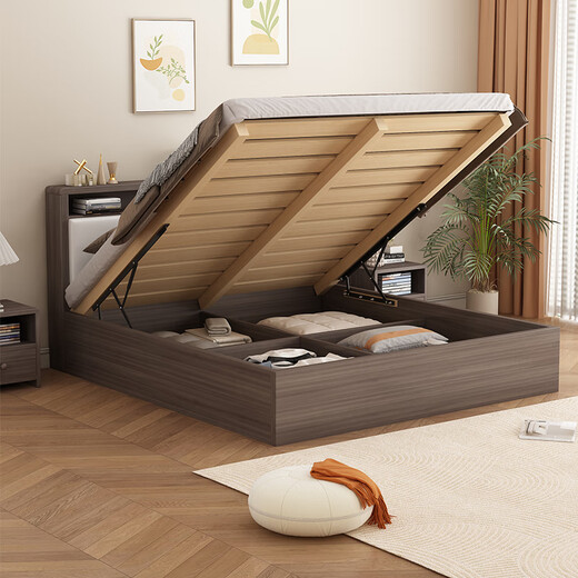 Shengfeile bed air pressure high box storage bed 1.8m double solid wood bed master bedroom simple storage bed single bed air pressure type 1.5m*2.0m air pressure type