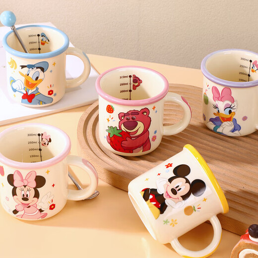 Disney Genuine Children's Cartoon Anti-fall High-Value Water Cup Genuine Coffee Cup Milk Cup Home Ceramic Cup Minnie Moon Cup