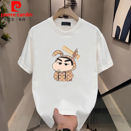 Pierre Cardin Creative personnalité imprimée Pure Cotton épaule 2025 Nouveau t-shirt à manches courtes pour hommes