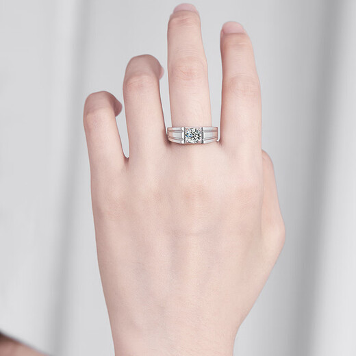 RHM platinum ring men's moissanite diamond platinum ring high-end fashion temperament engagement birthday gift for boyfriend platinum moissanite ring + certificate + gift box