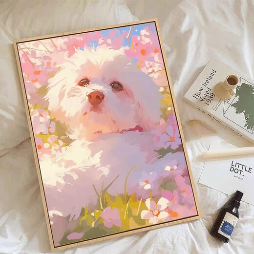 Drei-April digitales Ölmalerei DIY Füllung färbliche handkühle Linderung Hundölmalerei XH9740 60*80 cmps Keine Baugruppe Schwarzer Außenrahmen Andere Schönheit