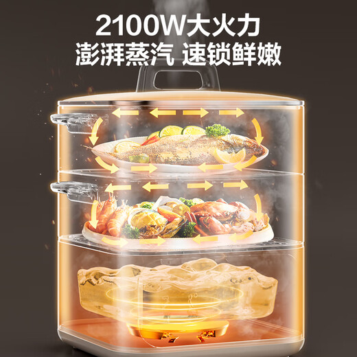 SUPOR 0-beschichteter Dampfgarer, elektrischer Ganzstahl-Dampfgarer, heftiges Feuer, 2100 W, Haushalts-Multifunktionstopf, Eintopf und Dampf, All-in-One, 17 l, dreischichtiger Edelstahl-Dampfgarer mit großem Fassungsvermögen, zur Reservierung erhältlich ZN26FC888