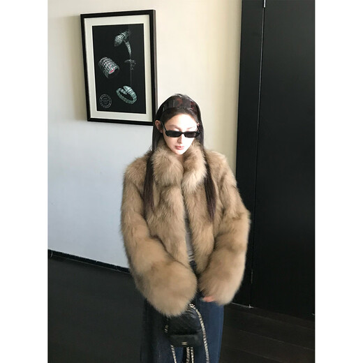 COCO LIMITED fur Rich family daughter Finnish SAGA whole fox fur frost color smudged fur coat amber brown M