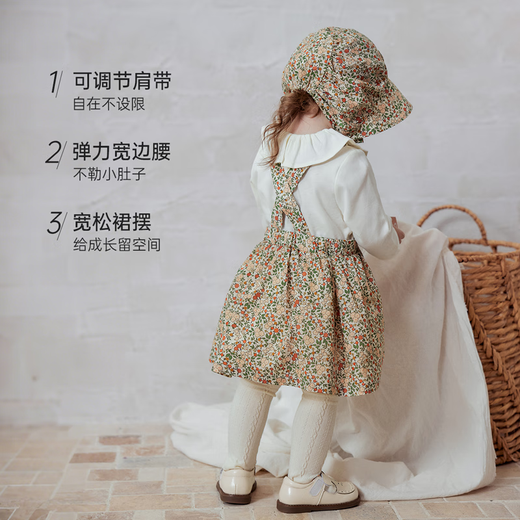 Babylove Baby Girl Strap Falda Spring and Autumn Falda francesa Cotton Baby Suting Falda Floral Fairy Tale