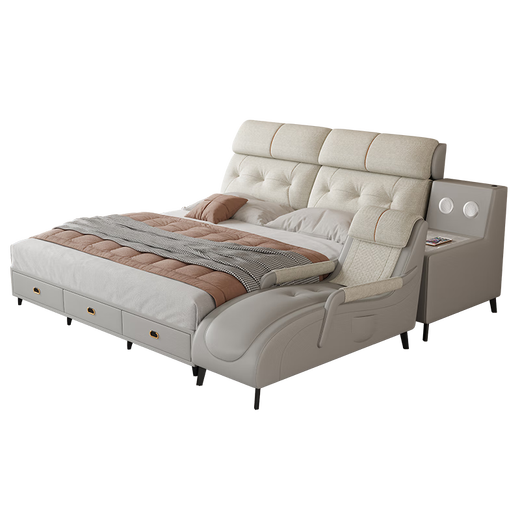 
Dudumeijia simple multifunctional leather bed multifunctional massage bed master bedroom 2m 1.8m leather art bed bedroom wedding bed large bed 9923