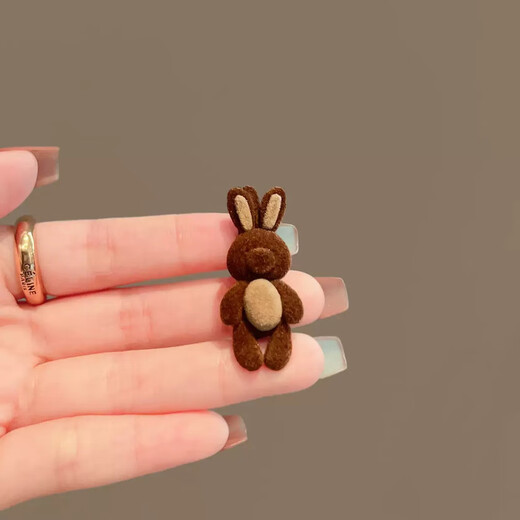 Songchuang Mengyu cute beckoning bear side clip exquisite and compact flocked hair clip bangs side broken hair duck bill clip one-word clip headdress beckoning bear duck bill clip