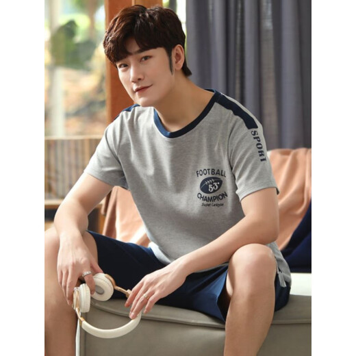 Calculat/Keen(CALCULAT/KEEN) CK pajamas for men summer pure cotton short sleeve thin large size youth cotton men's home clothing suit summer A679[Cotton] M [Suggested 80-110Jin[Jin equals 0.5 kg]]