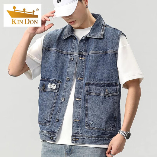 Veste en jean pour hommes de bouclier doré