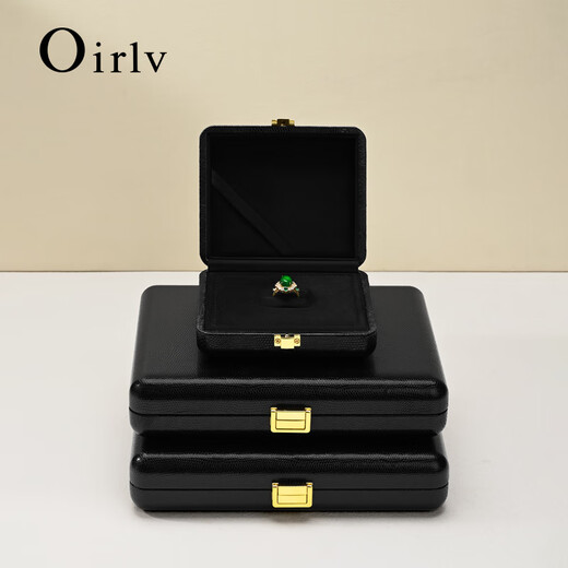 Duobaoni light luxury jewelry box high-end leather jewelry display storage ring necklace earring box jewelry display gift box 12-position pendant/necklace box (black)-H15606