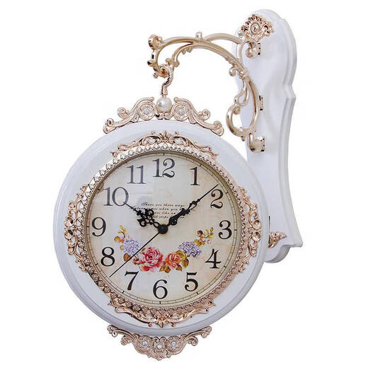 CLCEY24 double-sided wall clock living room fashion European creative clock two-sided quartz clock modern simple and fashionable 9889 wood color other