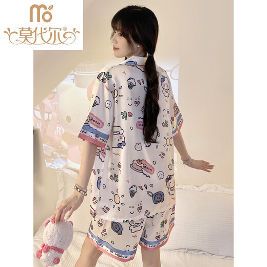 莫代尔睡衣女款夏季仿丝.稠薄款学生可爱甜美卡通冰丝短袖家居服夏天套 #YX-3937 L [99-115]斤