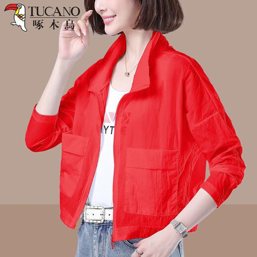 TUCANO; Woodpecker 2025 summer new style women's thin breathable sunscreen jacket casual loose age-reducing mother's sunscreen clothing trendy white thin thin M (100Jin[Jin equals 0.5 kg])