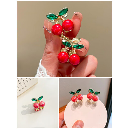 Nuevo estilo coreano de la mujer linda crystal rojo cherry internet celebridad pequeña clip clip clip bang clip de pelo de la frente de la frente de la frente