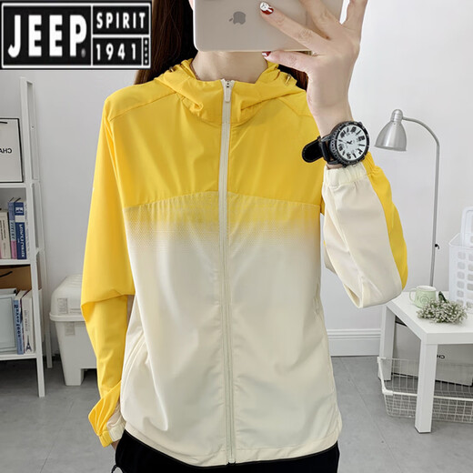 
JEEP SPIRIT color blocking charge women's spring, summer and autumn single-layer mountaineering suit breathable mesh thin sports jacket men's outdoor waterproof windbreaker women's mesh lining/lake blue L