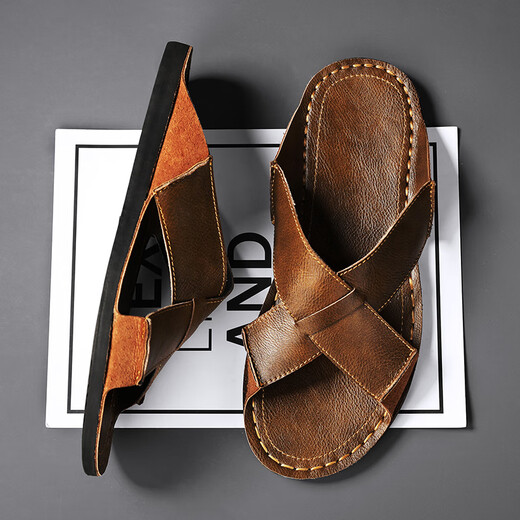 Sandalias de verano de carpintería de verano zapatos de playa de cuero genuino para hombres zapatos de cuero casuales de moda de moda de moda.