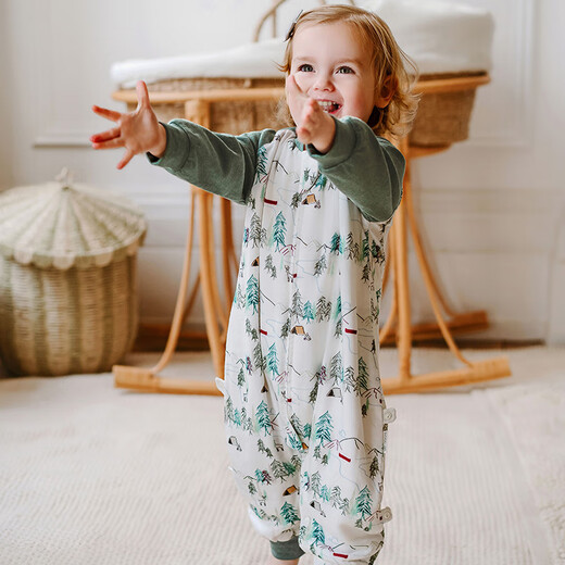 Nest designs baby sleeping bag bamboo cotton gauze six-layer long-sleeved baby split-leg anti-kick quilt for all seasons forest path 90 yards