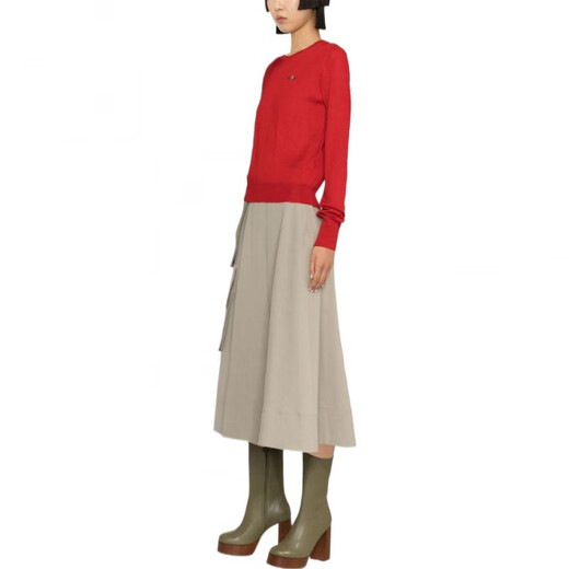 Vivienne Westwood SS23 Saturn bestickter runder Nackenpullover Pullover für Frauen rot rot xxs