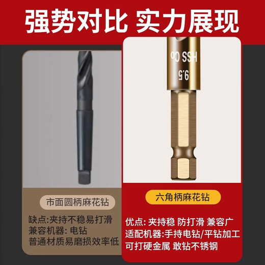 Lansheng hexagonal shank drill bit containing cobalt twist drill stainless steel special high hardness electric hand drill set alloy punching and reaming drill metal nemesis 4.2mm (10 pieces)