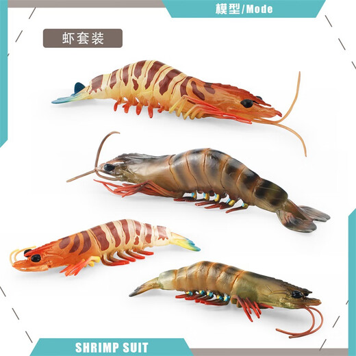 Shantoulin Village Simulation Children's Early Education Cognition Aquatic Tiger Shrimp Spot Festival Prawns Marine Freshwater Biological Solid Model Toy Ornaments T15688 Aquatic Tiger Shrimp 103g