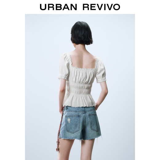 UR2025 summer new women's bow tie puff sleeve shirt shirt UYL250071