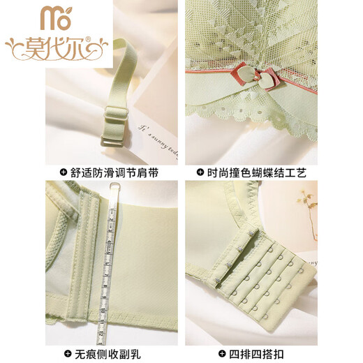 Sous-vêtements modaux Style mince d'été pour les petits seins des femmes tasse de trou respirant sans marques et sans anneau en acier latex coton rassemblant un soutien-gorge simple [2 morceaux] Gris Purple + HEAR POLTE POUDRE 80A 36