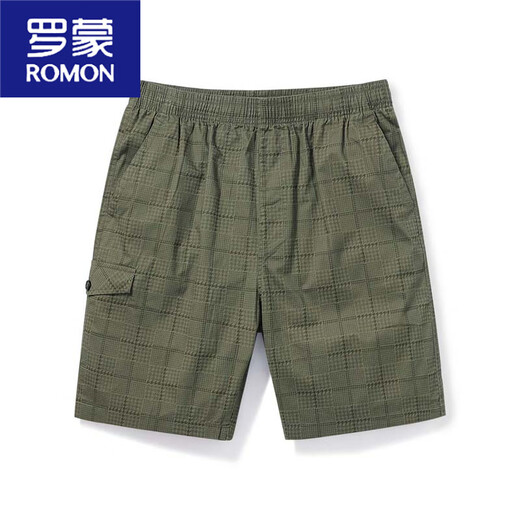 罗蒙（ROMON）夏季薄款中裤宽松5分棉居家沙滩裤中裤外穿休闲短裤男士五分裤 9215深蓝 4XL