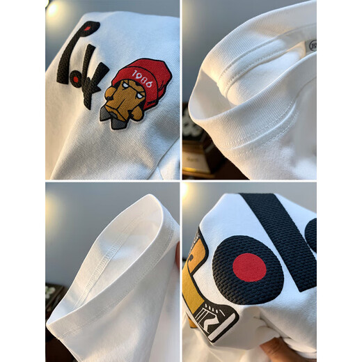 
With pure YISHION large size 200Jin [Jin equals 0.5 kg] round neck short-sleeved T-shirt for men 2025 summer Hong Kong style printed cotton T-shirt plus fat plus size men jsw9928 white one size m Recommended 90-108 Jin[Jin equals 0.5 kg]