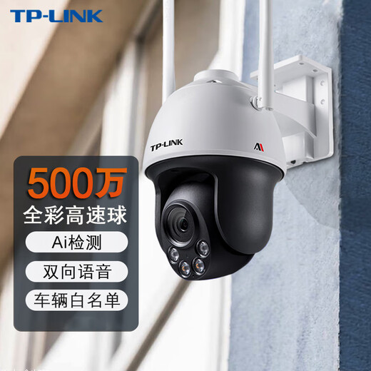 TP-LINK无线摄像头家用500万高清360度无死角室外防水农村双频带全彩夜视智能巡航车辆检测云台球机IPC653 【 AIPC653-A4】500万双频全彩球机 64G(免费升级到128G)