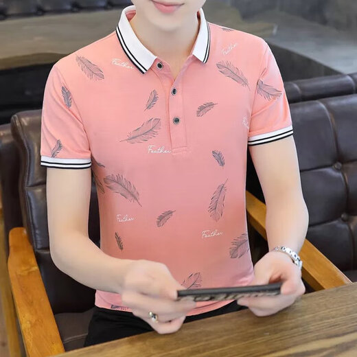 丨利郎丨品牌男装有领Polo衫夏季男士短袖T恤ins棉质修身半袖潮牌衣服 2023677粉红色2024 M 体重90-100