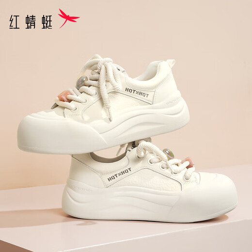 Red Dragonfly Puff Bread Shoes 2025 Spring versatile white shoes ugly and cute thick-soled shoes for women WTB15280 meter white 37