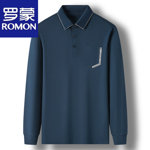Romon Ice Silk T-Shirt Herren-Langzeitlehr-Rever-Herbst-High-End-Eissensen-Taschen-Taschen mit Taschentaschen Haqing-7036 m 165